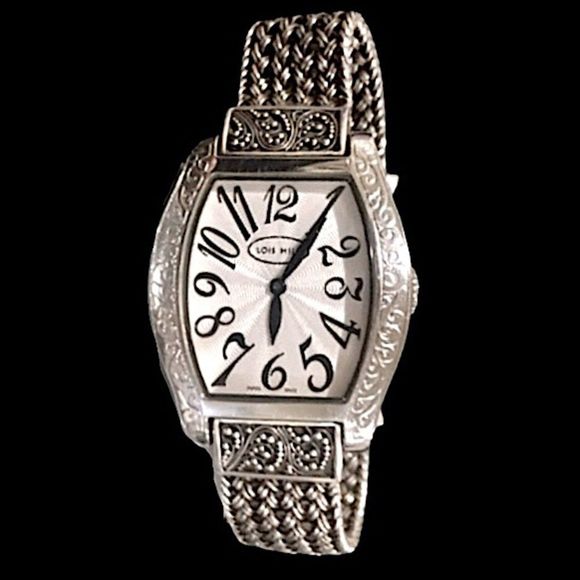 LOIS HILL Watch Sterling Silver Torneau Swiss Movement Bracelet Watch - Picture 4 of 17